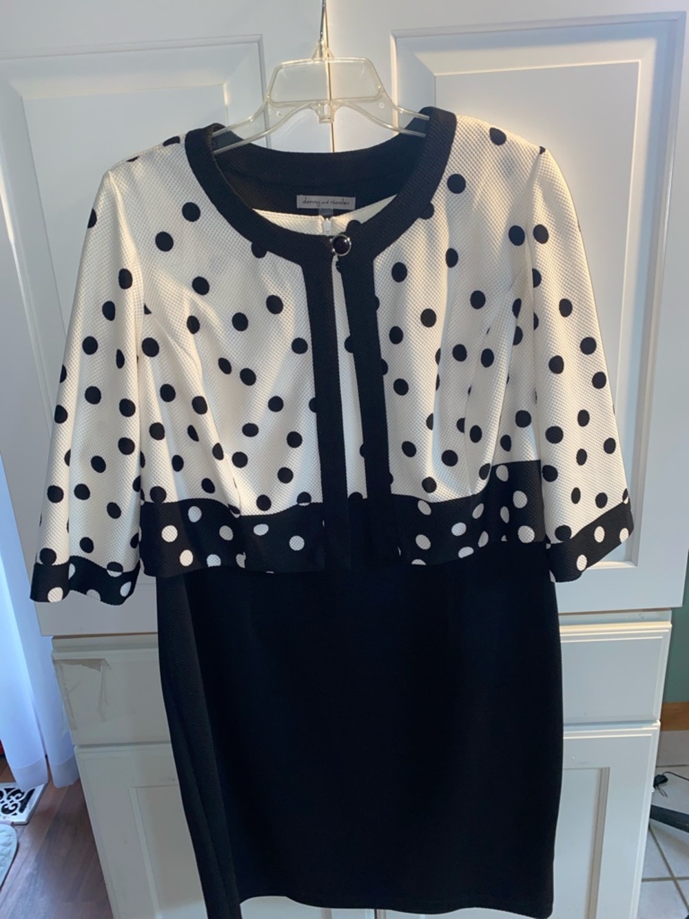 Danny & Nicole Black and White Polka Dot Two-Piece Dress Set